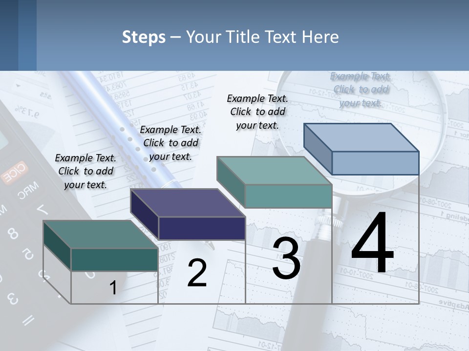 A Magnifying Glass Sitting On Top Of A Desk Next To A Calcula PowerPoint Template