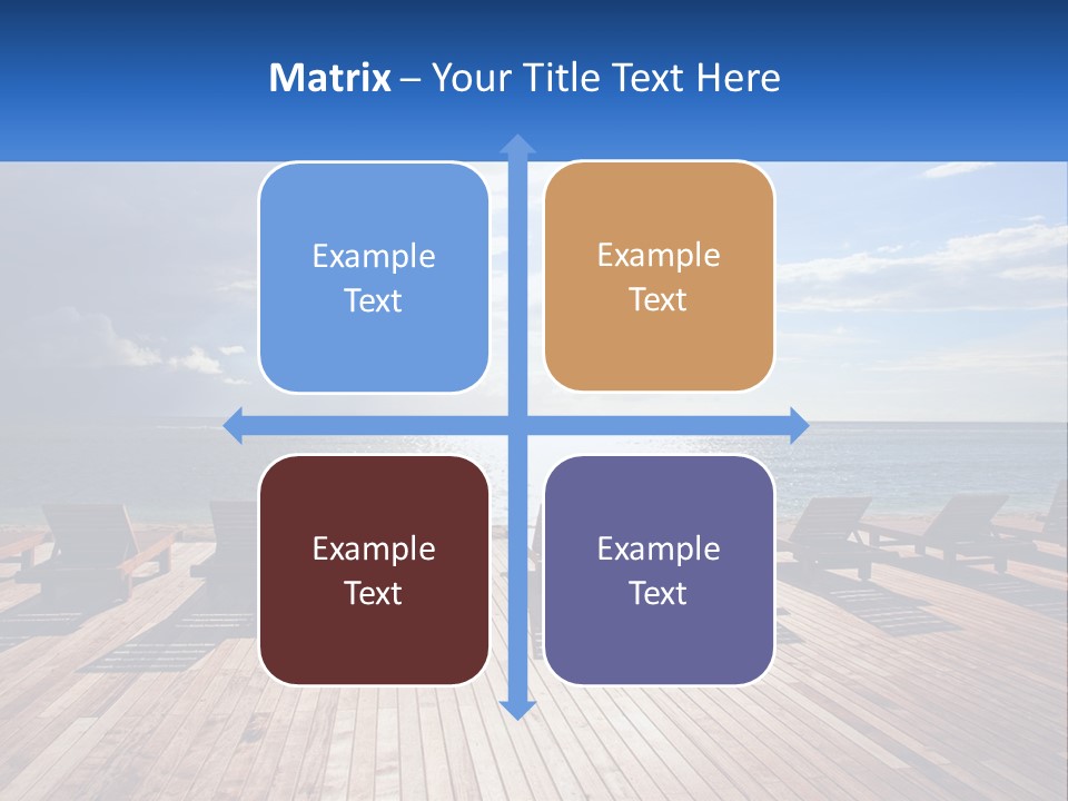 A Group Of Lounge Chairs Sitting On Top Of A Wooden Pier PowerPoint Template