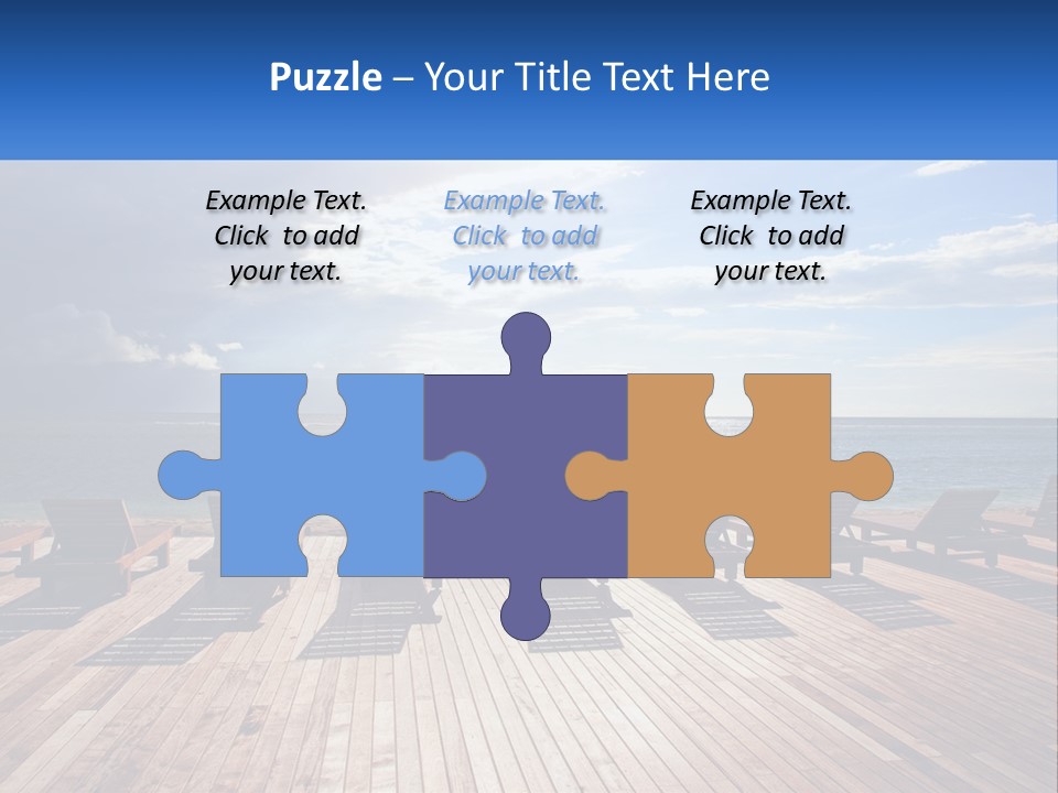 A Group Of Lounge Chairs Sitting On Top Of A Wooden Pier PowerPoint Template