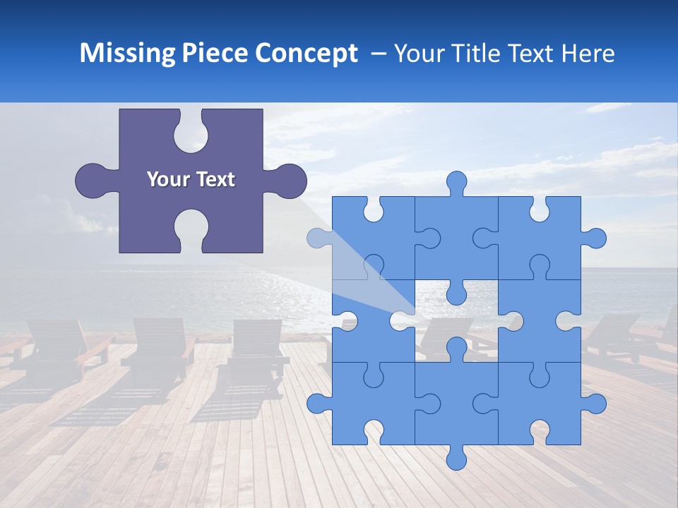 A Group Of Lounge Chairs Sitting On Top Of A Wooden Pier PowerPoint Template