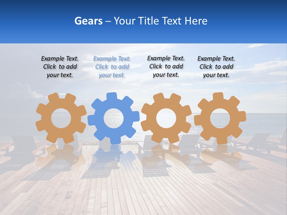 A Group Of Lounge Chairs Sitting On Top Of A Wooden Pier PowerPoint Template