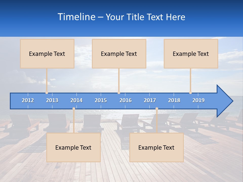 A Group Of Lounge Chairs Sitting On Top Of A Wooden Pier PowerPoint Template