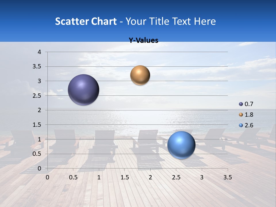A Group Of Lounge Chairs Sitting On Top Of A Wooden Pier PowerPoint Template