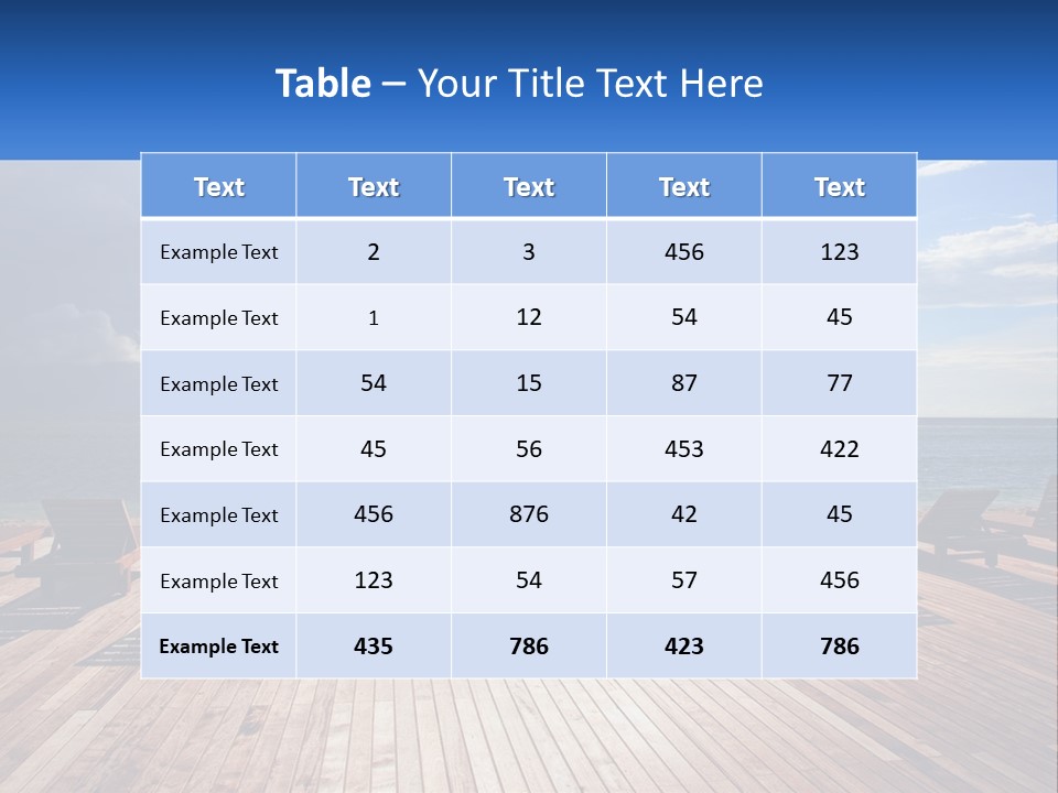 A Group Of Lounge Chairs Sitting On Top Of A Wooden Pier PowerPoint Template