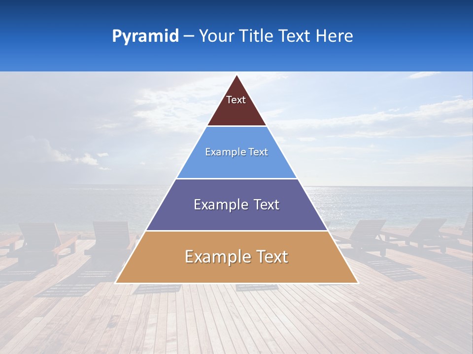 A Group Of Lounge Chairs Sitting On Top Of A Wooden Pier PowerPoint Template