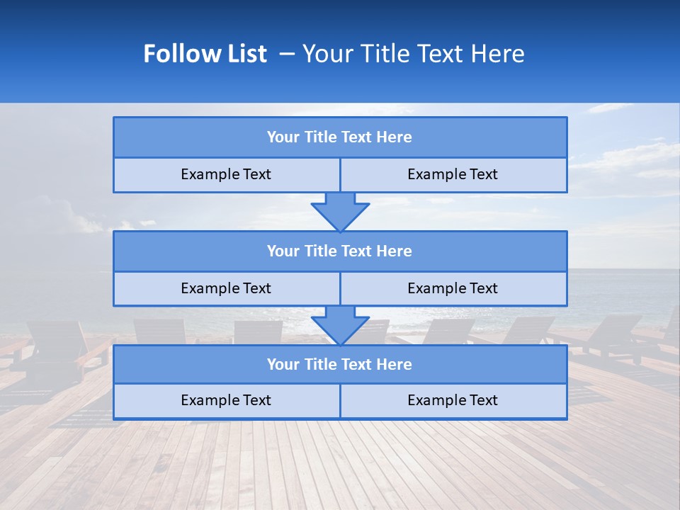 A Group Of Lounge Chairs Sitting On Top Of A Wooden Pier PowerPoint Template