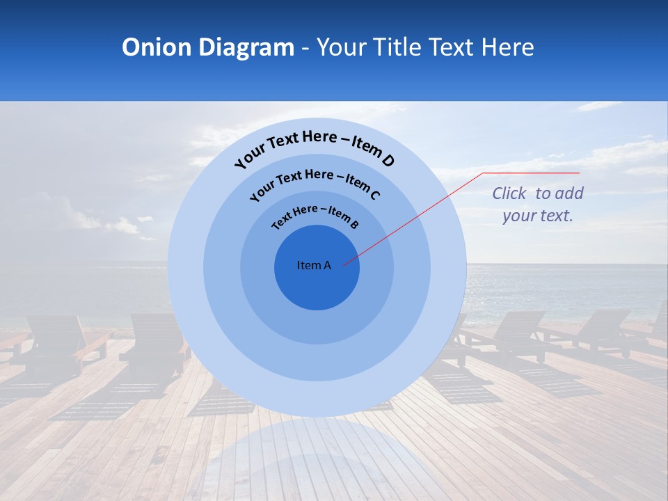 A Group Of Lounge Chairs Sitting On Top Of A Wooden Pier PowerPoint Template