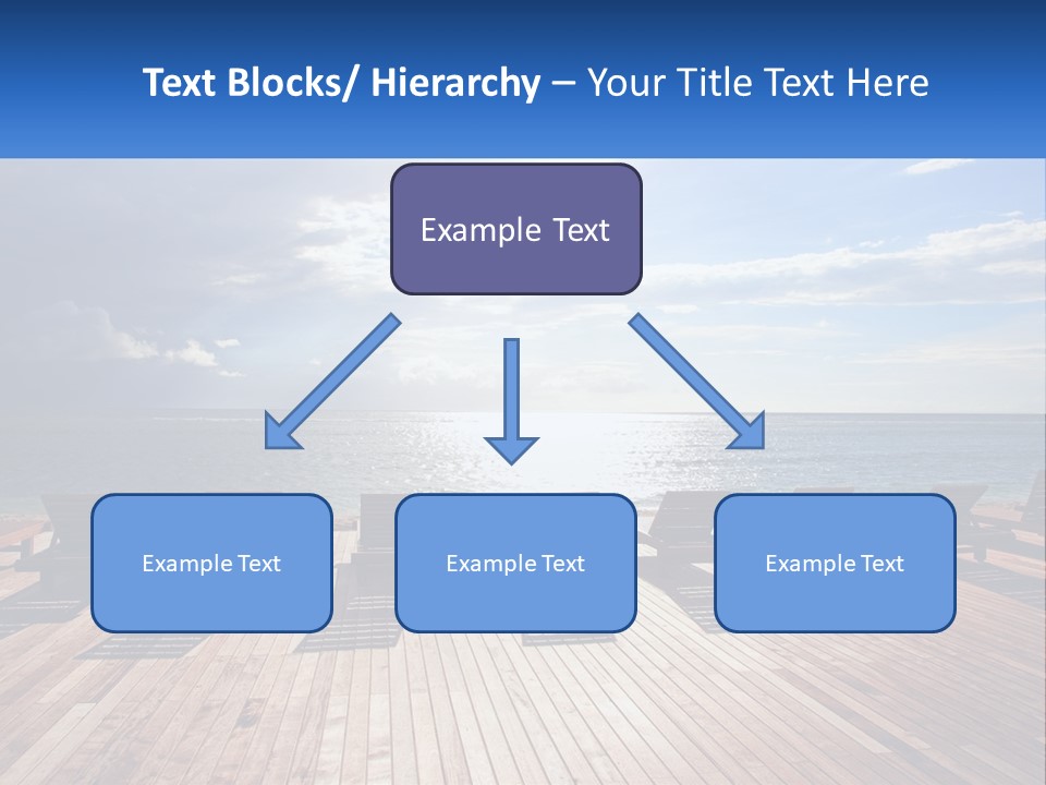 A Group Of Lounge Chairs Sitting On Top Of A Wooden Pier PowerPoint Template