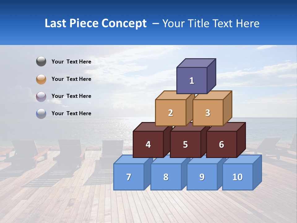 A Group Of Lounge Chairs Sitting On Top Of A Wooden Pier PowerPoint Template