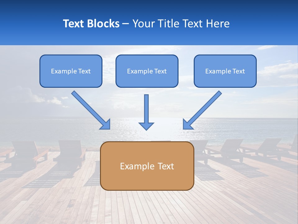 A Group Of Lounge Chairs Sitting On Top Of A Wooden Pier PowerPoint Template
