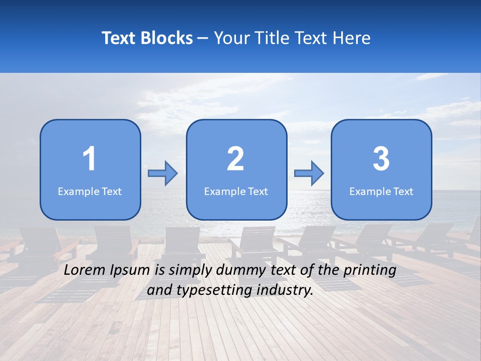 A Group Of Lounge Chairs Sitting On Top Of A Wooden Pier PowerPoint Template
