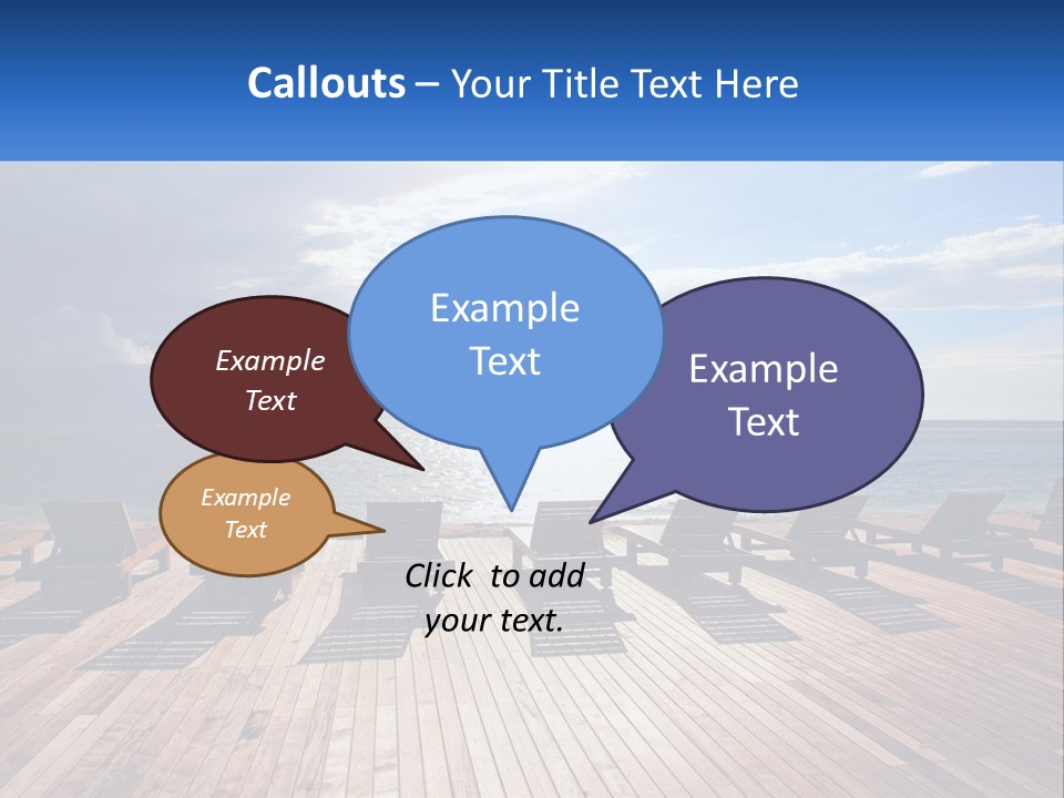 A Group Of Lounge Chairs Sitting On Top Of A Wooden Pier PowerPoint Template