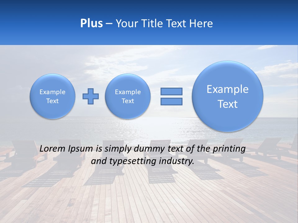 A Group Of Lounge Chairs Sitting On Top Of A Wooden Pier PowerPoint Template