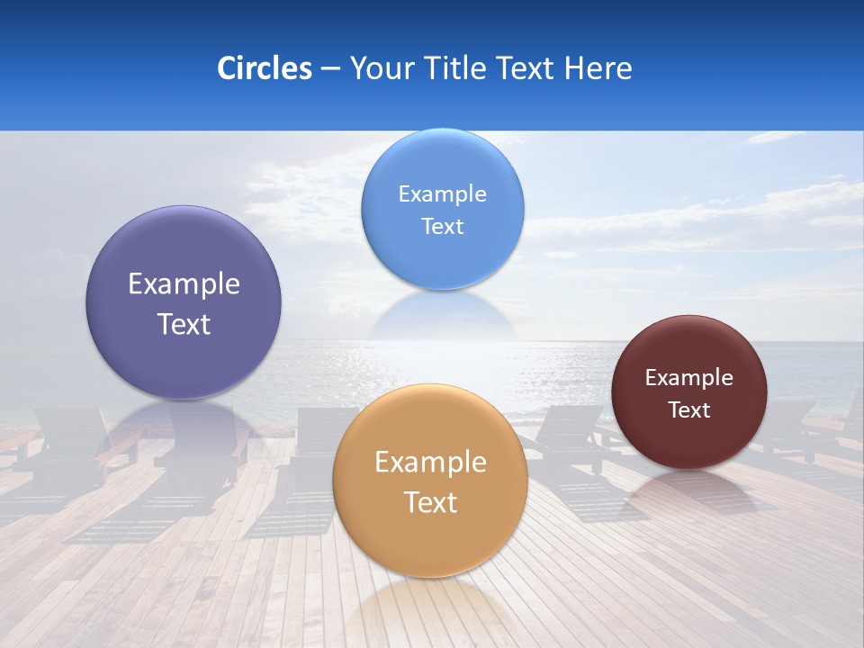 A Group Of Lounge Chairs Sitting On Top Of A Wooden Pier PowerPoint Template