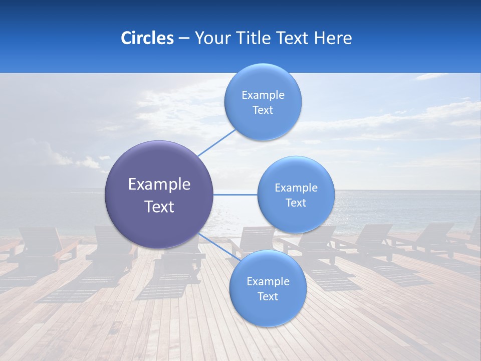 A Group Of Lounge Chairs Sitting On Top Of A Wooden Pier PowerPoint Template