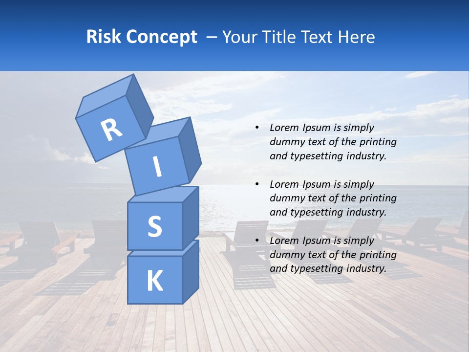 A Group Of Lounge Chairs Sitting On Top Of A Wooden Pier PowerPoint Template