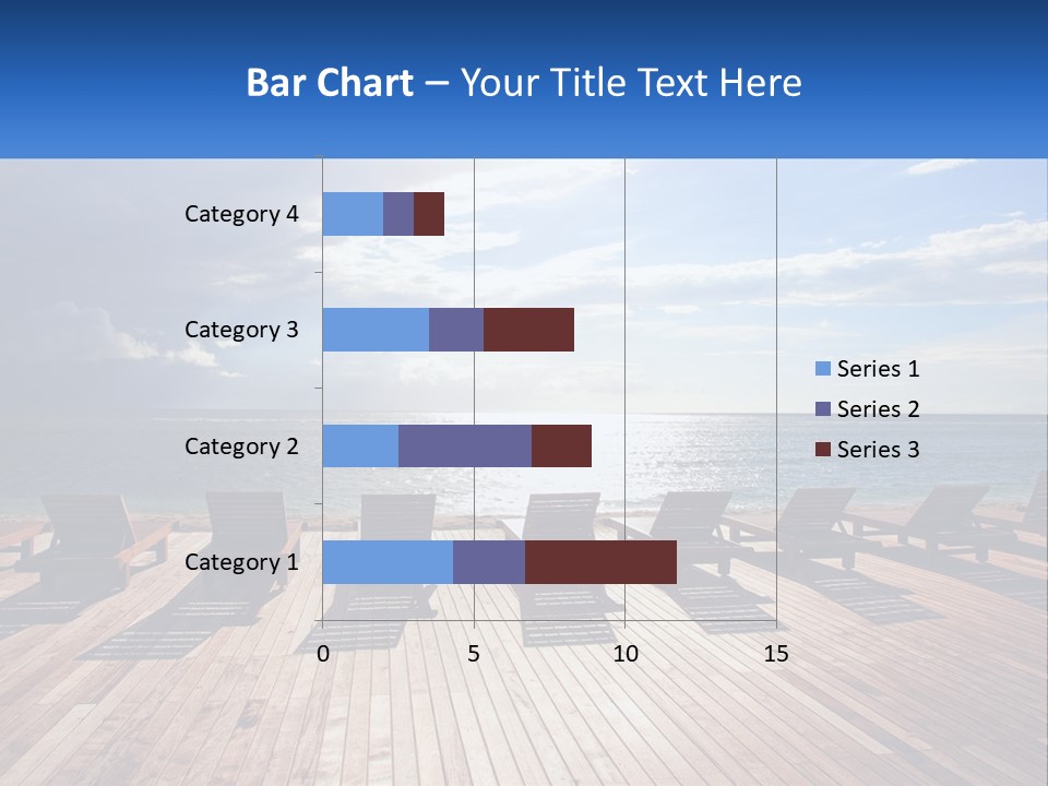 A Group Of Lounge Chairs Sitting On Top Of A Wooden Pier PowerPoint Template