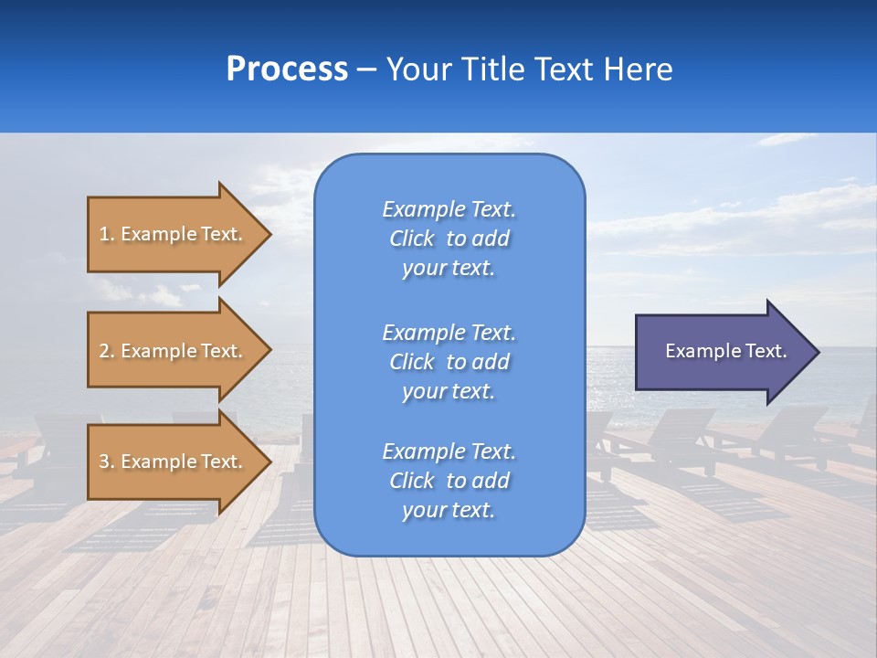 A Group Of Lounge Chairs Sitting On Top Of A Wooden Pier PowerPoint Template