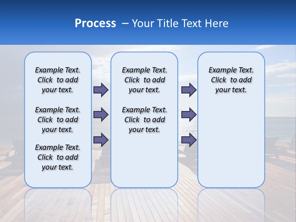 A Group Of Lounge Chairs Sitting On Top Of A Wooden Pier PowerPoint Template