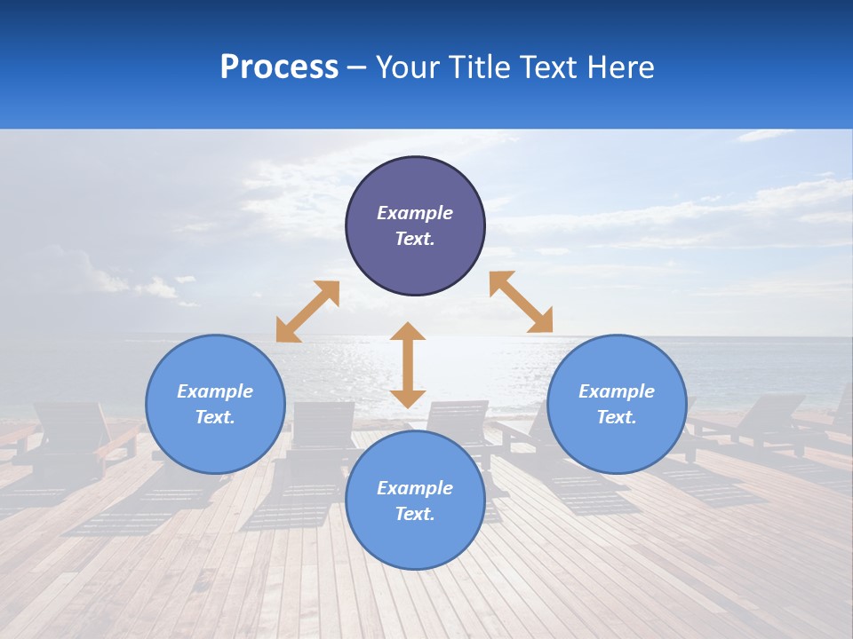 A Group Of Lounge Chairs Sitting On Top Of A Wooden Pier PowerPoint Template