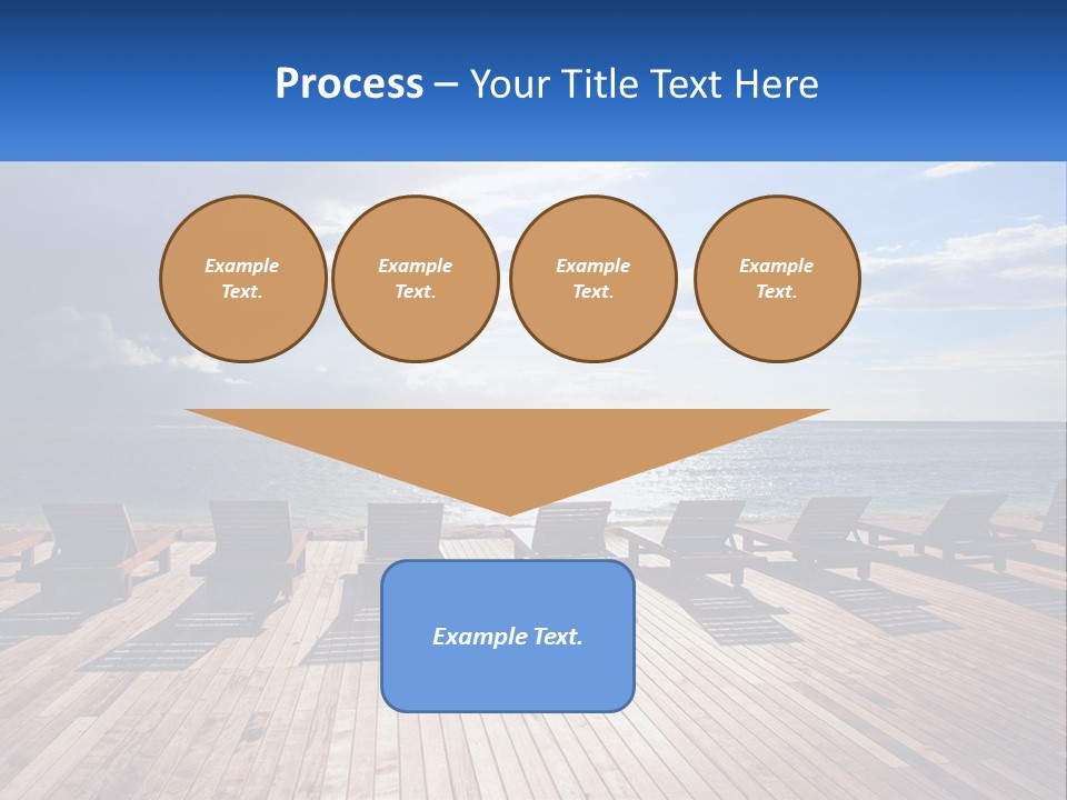 A Group Of Lounge Chairs Sitting On Top Of A Wooden Pier PowerPoint Template