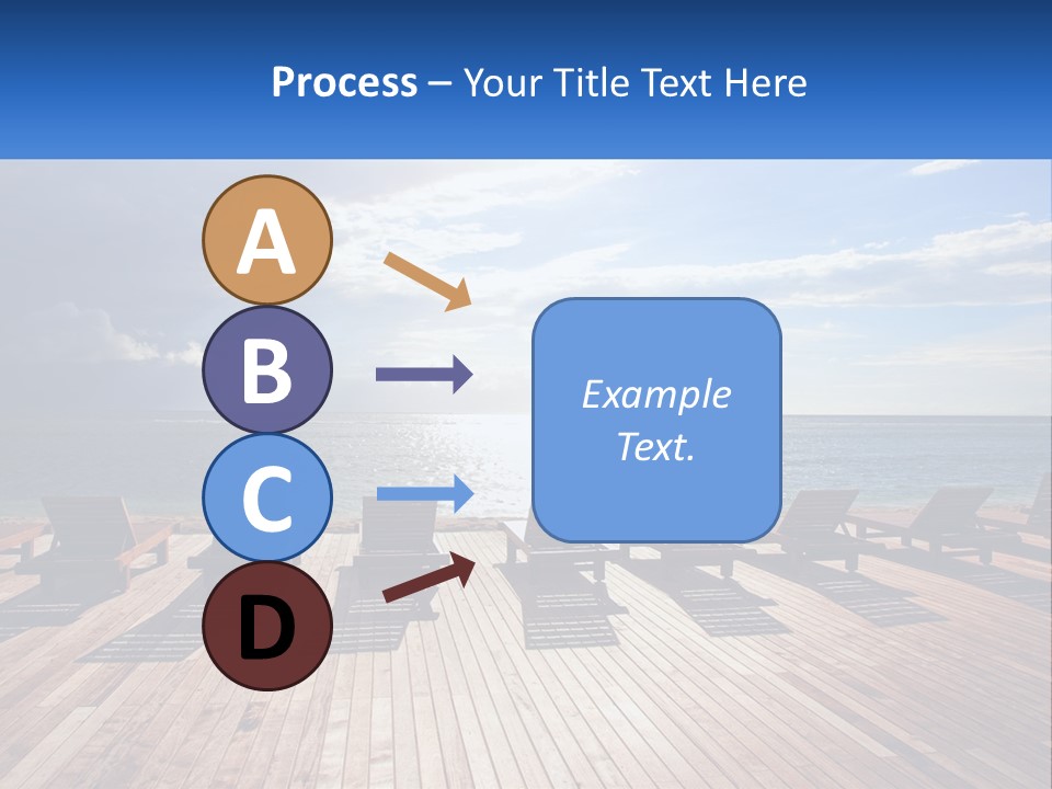 A Group Of Lounge Chairs Sitting On Top Of A Wooden Pier PowerPoint Template