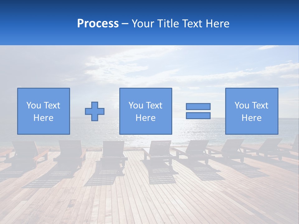 A Group Of Lounge Chairs Sitting On Top Of A Wooden Pier PowerPoint Template