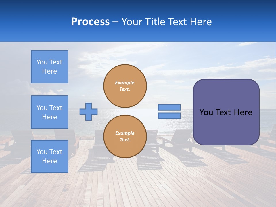 A Group Of Lounge Chairs Sitting On Top Of A Wooden Pier PowerPoint Template