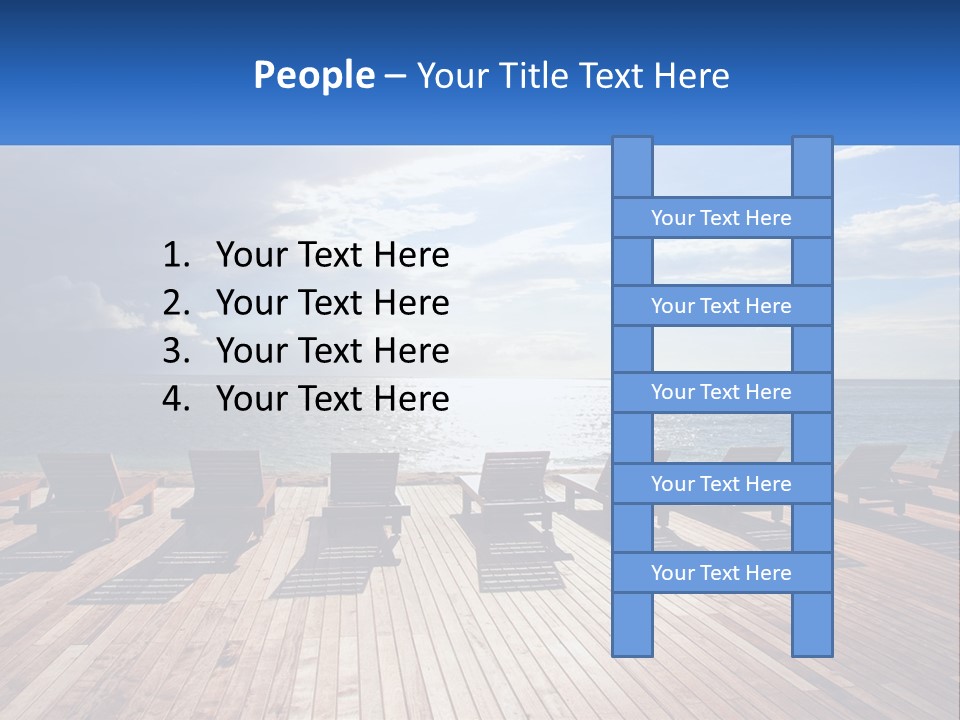 A Group Of Lounge Chairs Sitting On Top Of A Wooden Pier PowerPoint Template
