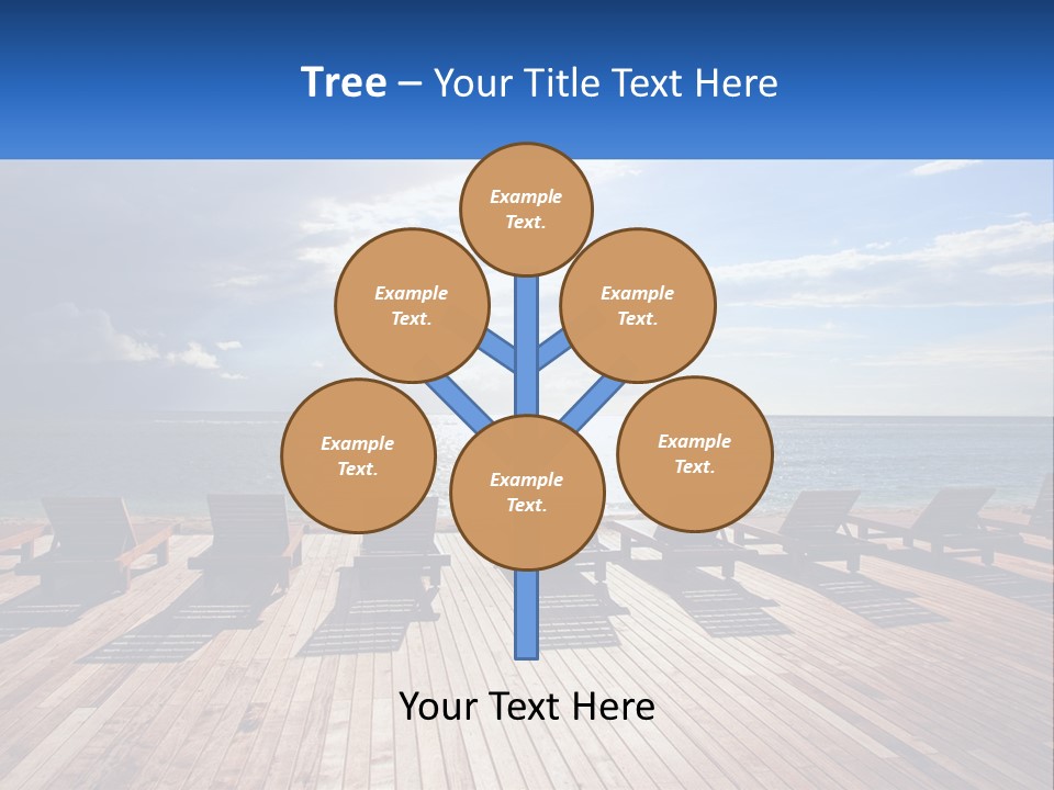 A Group Of Lounge Chairs Sitting On Top Of A Wooden Pier PowerPoint Template
