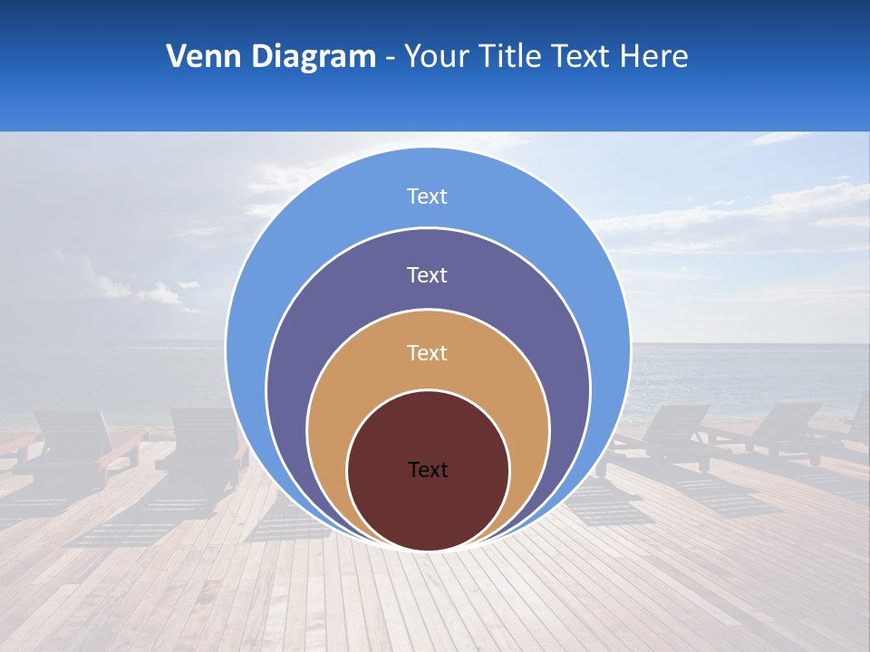A Group Of Lounge Chairs Sitting On Top Of A Wooden Pier PowerPoint Template
