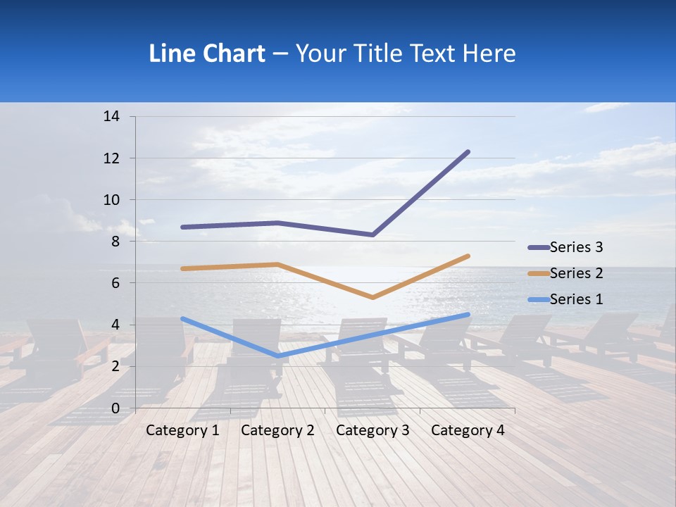 A Group Of Lounge Chairs Sitting On Top Of A Wooden Pier PowerPoint Template