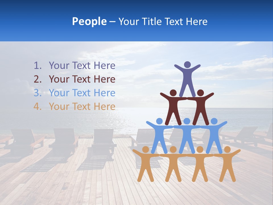 A Group Of Lounge Chairs Sitting On Top Of A Wooden Pier PowerPoint Template