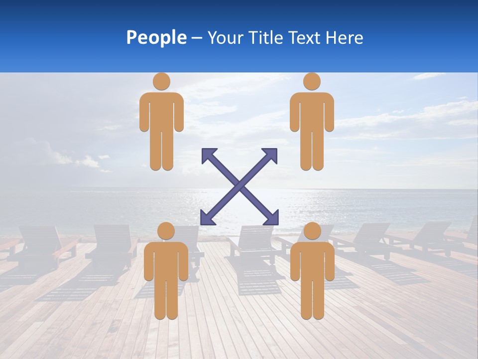 A Group Of Lounge Chairs Sitting On Top Of A Wooden Pier PowerPoint Template