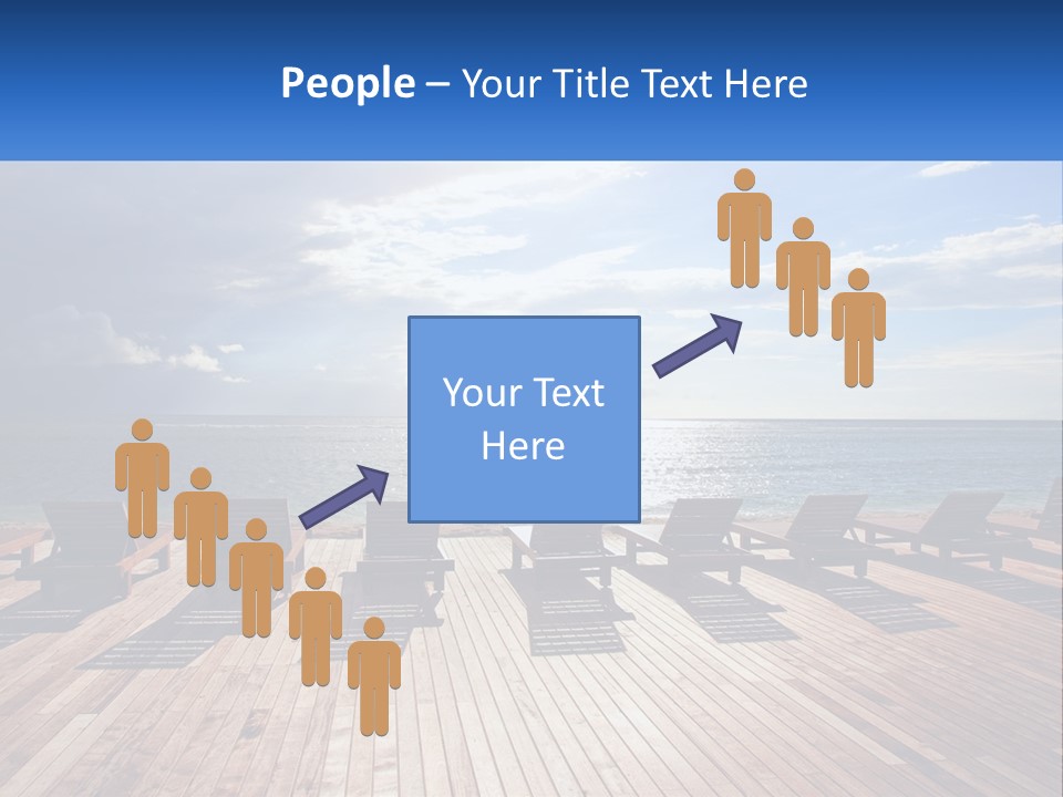 A Group Of Lounge Chairs Sitting On Top Of A Wooden Pier PowerPoint Template