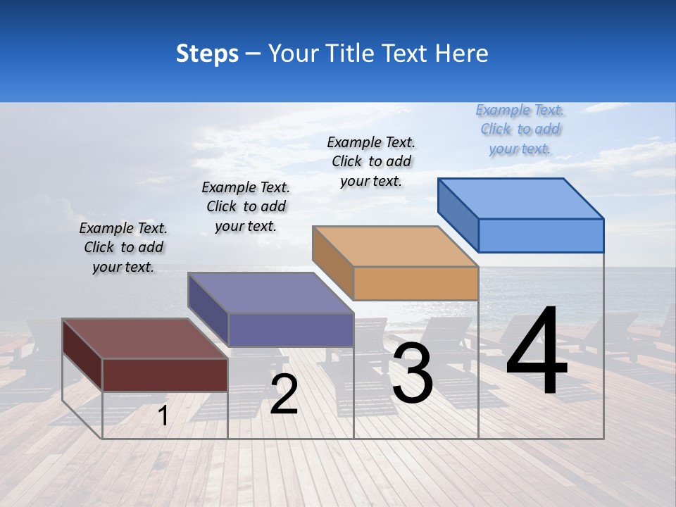 A Group Of Lounge Chairs Sitting On Top Of A Wooden Pier PowerPoint Template