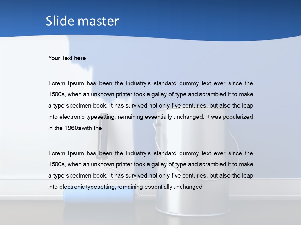 A Paint Can And A Roller On A Table PowerPoint Template