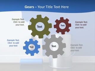 A Paint Can And A Roller On A Table PowerPoint Template