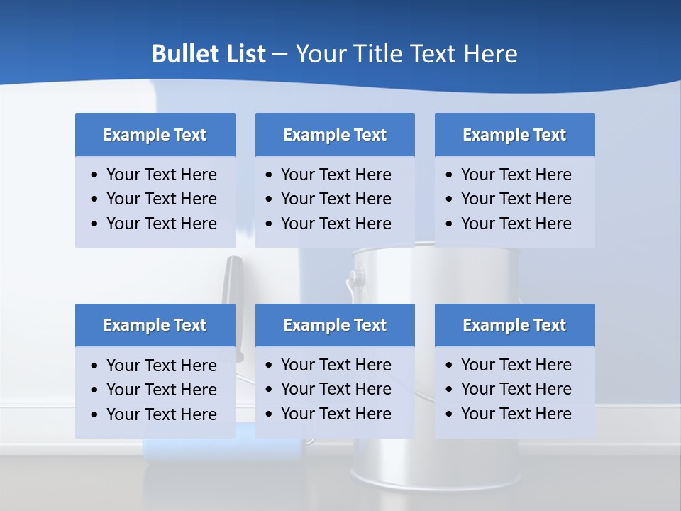 A Paint Can And A Roller On A Table PowerPoint Template