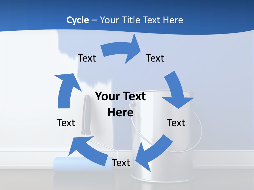 A Paint Can And A Roller On A Table PowerPoint Template