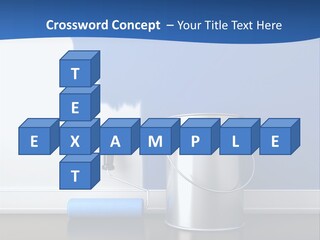 A Paint Can And A Roller On A Table PowerPoint Template