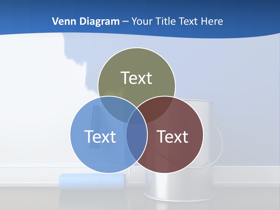 A Paint Can And A Roller On A Table PowerPoint Template