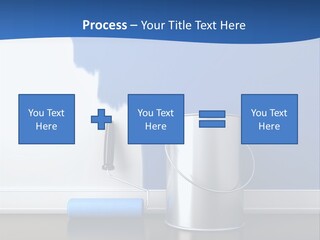 A Paint Can And A Roller On A Table PowerPoint Template