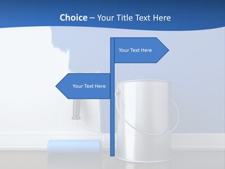 A Paint Can And A Roller On A Table PowerPoint Template