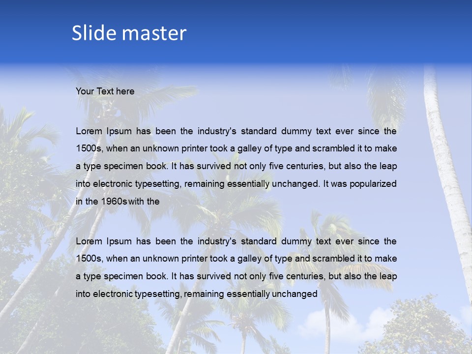 A Powerpoint Presentation With Palm Trees And Blue Sky PowerPoint Template