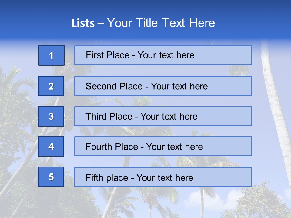 A Powerpoint Presentation With Palm Trees And Blue Sky PowerPoint Template