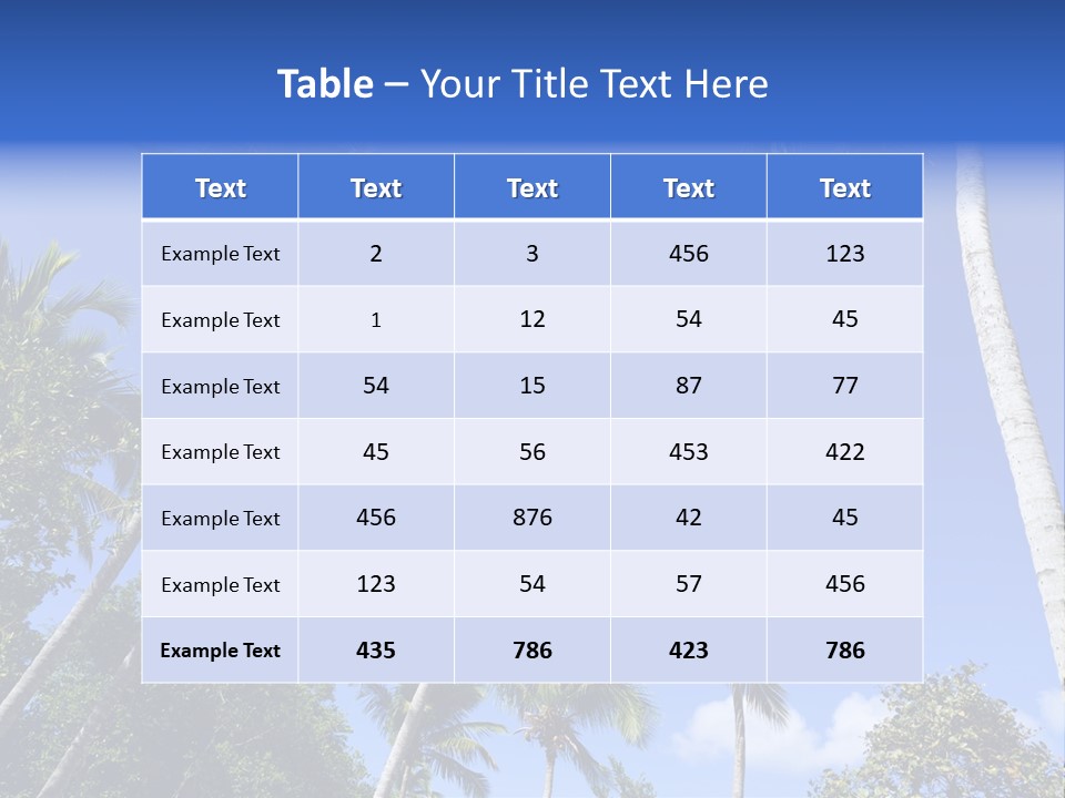 A Powerpoint Presentation With Palm Trees And Blue Sky PowerPoint Template