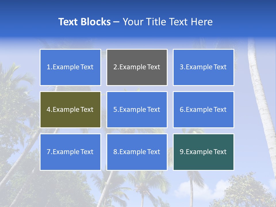 A Powerpoint Presentation With Palm Trees And Blue Sky PowerPoint Template