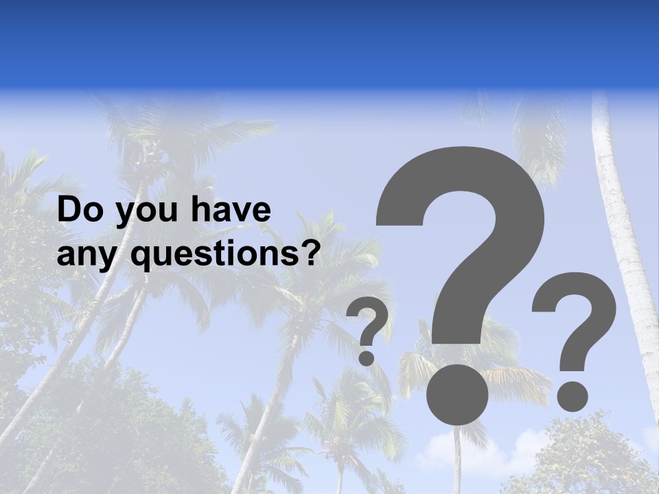 A Powerpoint Presentation With Palm Trees And Blue Sky PowerPoint Template