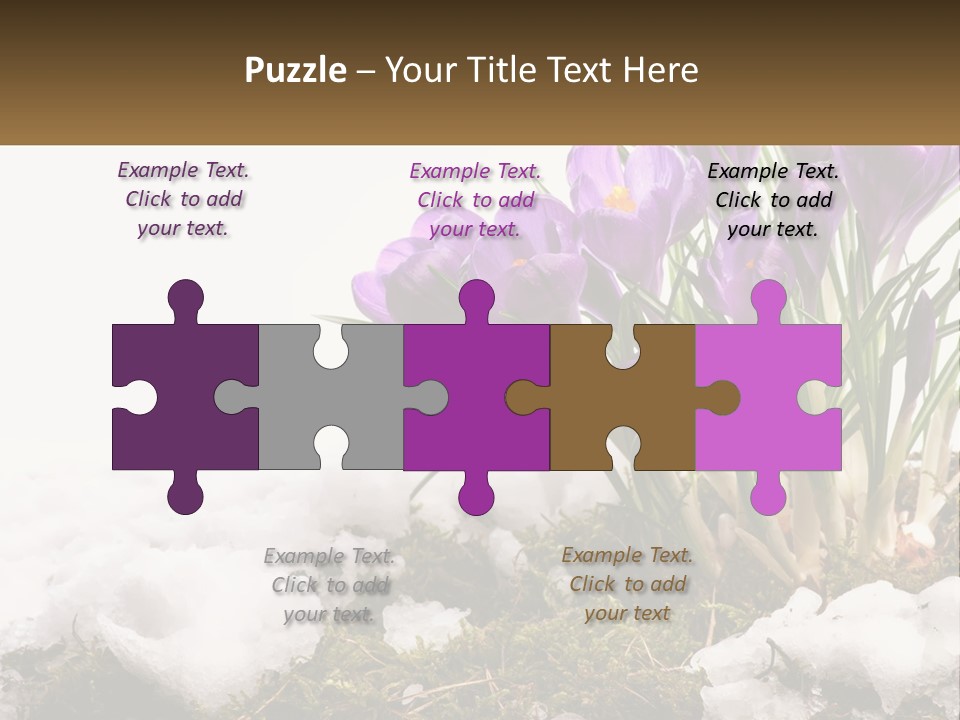 A Group Of Purple Flowers Sitting On Top Of Snow Covered Ground PowerPoint Template